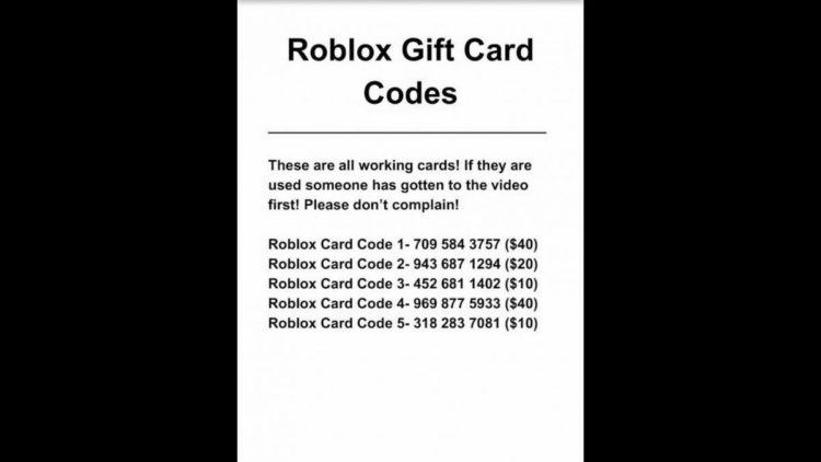 roblox gift cards code